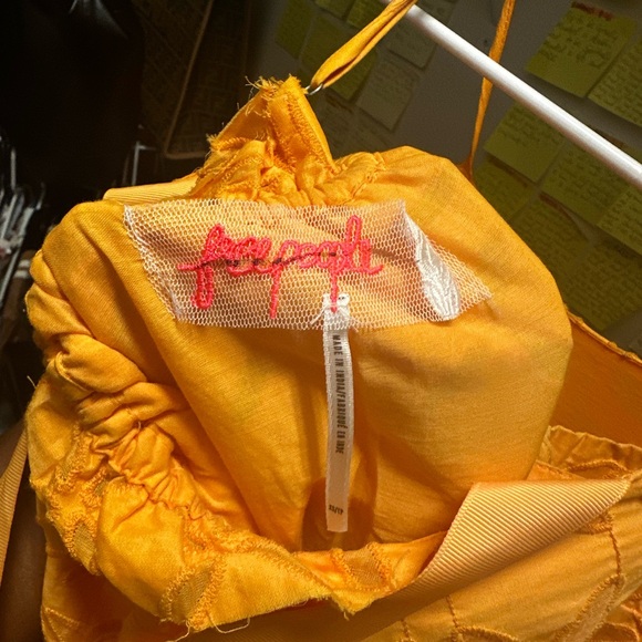Free People Mustard Yellow Dress, size says XS but is large and fits M and L. - Picture 6 of 7